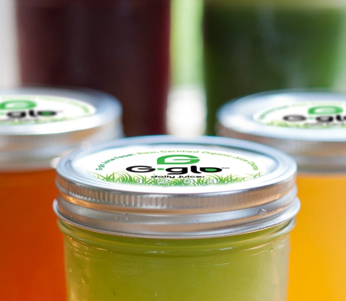Thumbnail - G-glo juice jars close up